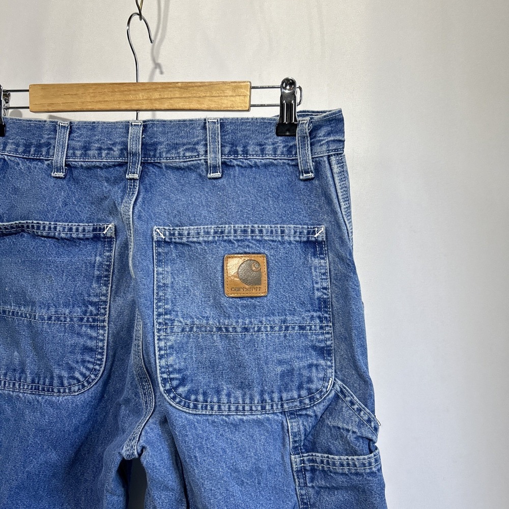 Carhartt B13 DST Mens 33 x 30 Blue Denim Carpenter Work Jeans Knee - Picture 6 of 13